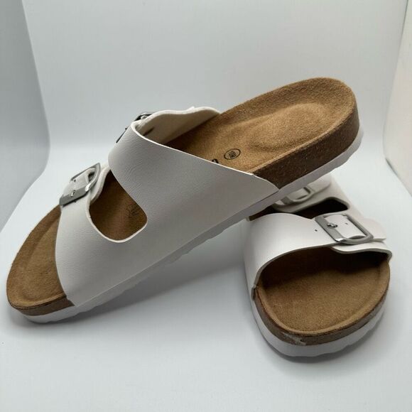 CUSHIONAIRE Women's Cork Footbed Sandal With +Comfort 10 WHITE - Picture 7 of 7